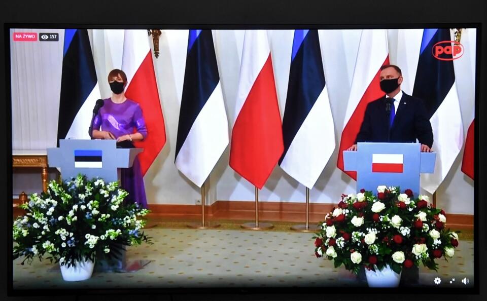 Prezydenci Kersti Kaljulaid i Andrzej Duda / autor: PAP/Radek Pietruszka