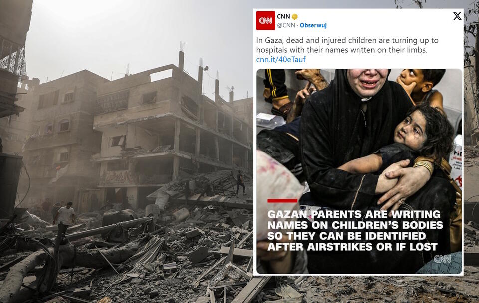 Wojna w Strefie Gazy / autor: PAP/EPA/MOHAMMED SABER/X: @CNN