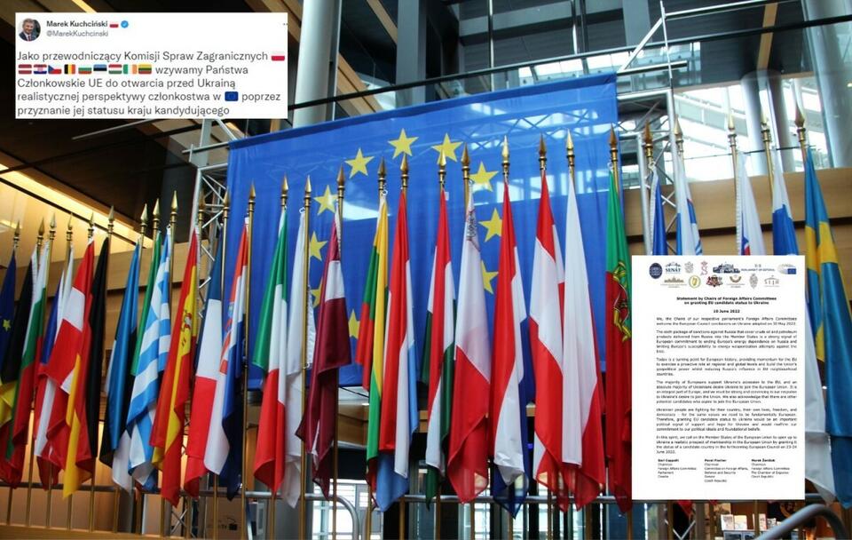 Apel sygnowali szefowie komisji spraw zagranicznych 10 krajów UE / autor: Fratria; Twitter/Marek Kuchciński (screeny)