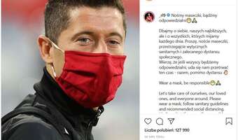 Lewandowski: nośmy maseczki, bądźmy odpowiedzialni