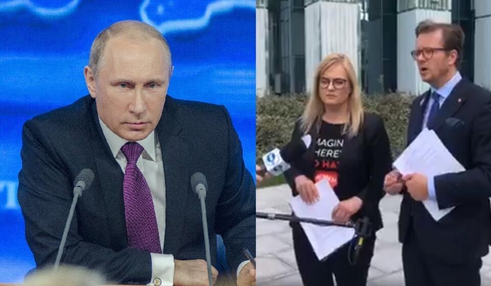 Prezydent Rosji Władimir Putin; Magdalena Adamowicz i Michał Wawrykiewicz / autor: Pixabay; Facebook/Magdalena Adamowicz