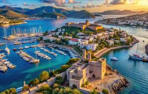 Turcja, miasto Bodrum / autor: Stock Adobe / https://stock.adobe.com/pl/images/bodrum-s-breathtaking-coastal-panorama-a-bird-s-eye-view-of-this-turkish-jewel/1520946029