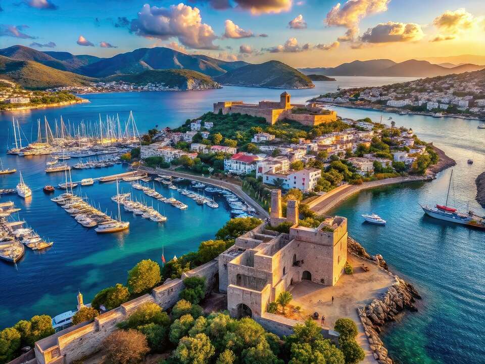 Turcja, miasto Bodrum / autor: Stock Adobe / https://stock.adobe.com/pl/images/bodrum-s-breathtaking-coastal-panorama-a-bird-s-eye-view-of-this-turkish-jewel/1520946029