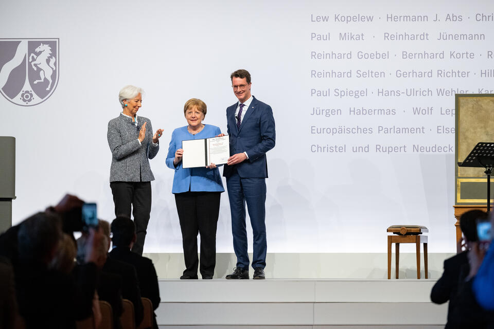 Angela Merkel podczas wręczenia nagrody w Kolonii / autor: https:/www.land.nrw/media/29132