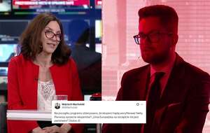 prof. Renata Mieńkowska-Norkiene i rzecznik Konfederacji Wojciech Machulski w programie „Kłamstwo nie przejdzie” / autor: YouTube/TVP Info Publicystyka, X/Wojciech Machulski
