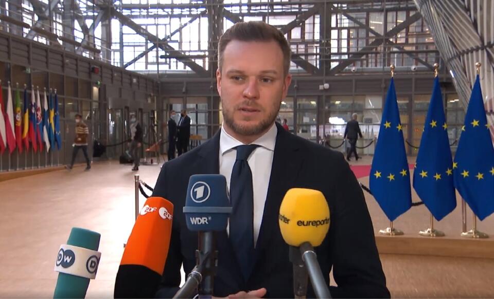 Szef litewskiego MSZ Gabrielius Landsbergis / autor: screenshot: newsroom.consilium.europa.eu/