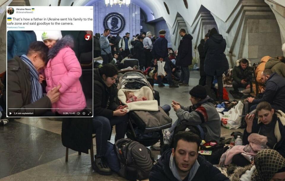 Przejmujący widok. Pożegnanie ukraińskiej rodziny. WIDEO / autor: PAP/EPA/SERGEY KOZLOV; Twitter/Ukraine News (screenshot)