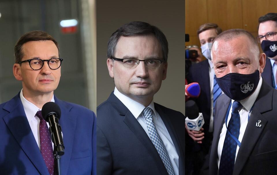Premier Mateusz Morawiecki, minister sprawiedliwości Zbigniew Ziobro, prezes NIK Marian Banaś / autor: PAP/Tomasz Wojtasik; Fratria; PAP/Piotr Nowak
