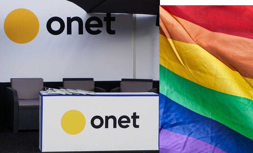Logo portalu Onet.pl; Flaga LGBT (zdj. ilustracyjne) / autor: Fratria; Pixabay