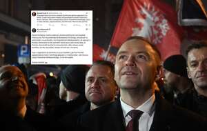 Prezydent Karol Nawrocki mocno odpowiedział na atak premiera Donalda Tuska. / autor: PAP/Jakub Kaczmarczyk