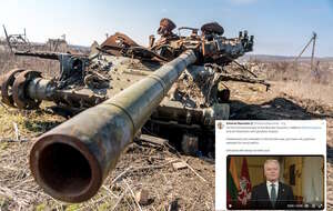 konflikt na Ukrainie, zniszczony czołg / autor: Fratria / twitter.com/GitanasNauseda