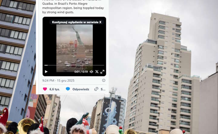 Brazylia: Przed jednym ze sklepów przewróciła się 24-metrowa kopia Statuy Wolności / autor: PAP