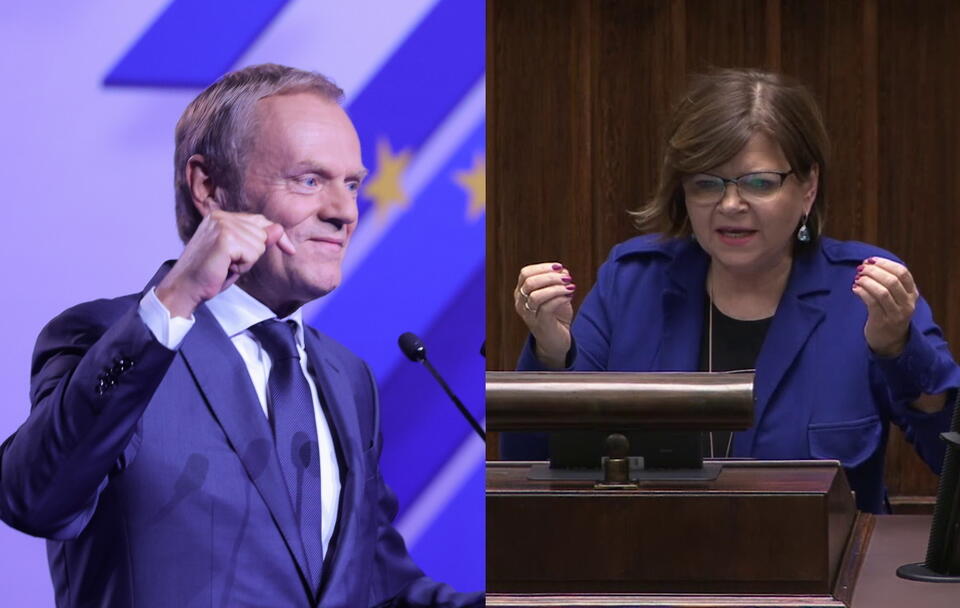 Donald Tusk, Izabela Leszczyna  / autor: fratria/ screen YT/Sejm