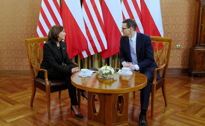wiceprezydent USA Kamala Harris i premier Mateusz Morawiecki / autor: fotoserwis PAP