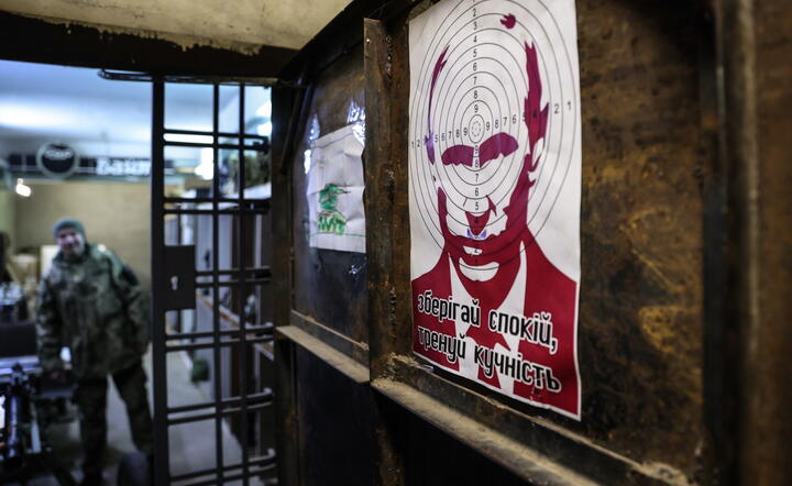 Putin, plakat, Ukraina / autor: EPA/PAP