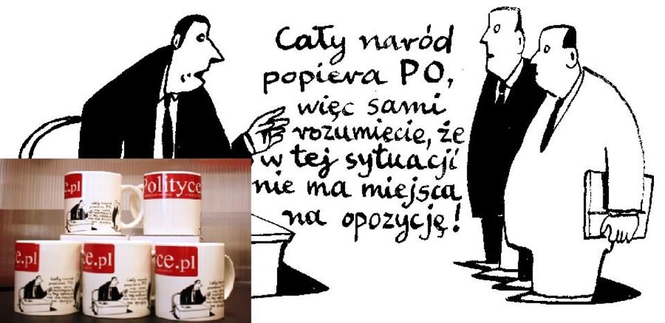 Nasze kubki z rysunkami Andrzeja Krauzego. Fot. wPolityce.pl