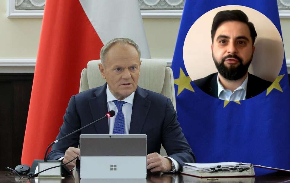 Donald Tusk i Norbert Kaczmarczyk / autor: PAP/Paweł Supernak/Telewizja wPolsce24