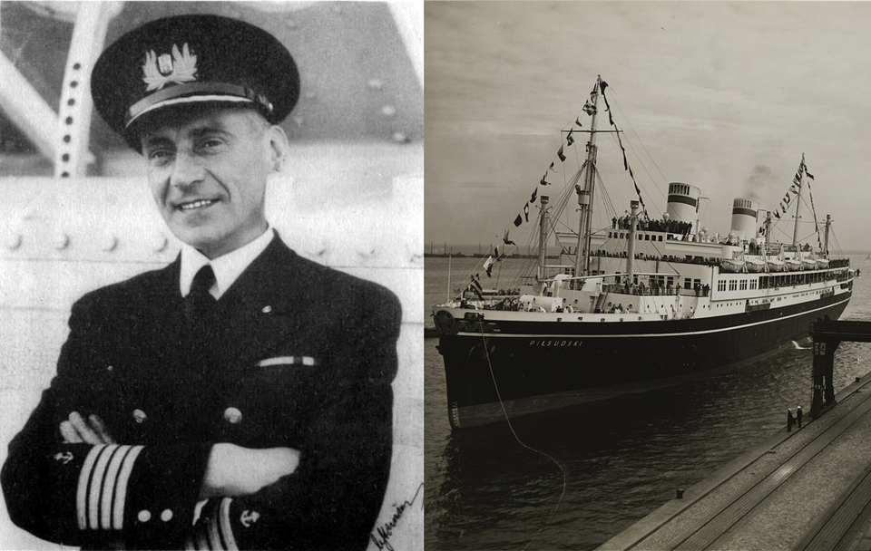 Kpt. Mamert Stankiewicz / Gdynia, przybicie do portu statku MS Piłsudski / autor: Wikipedia