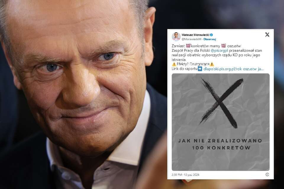 Premier Donald Tusk podczas konwencji Koalicji Obywatelskiej w Hali Sportowej OSIR w Warszawie / autor: PAP/Paweł Supernak/X