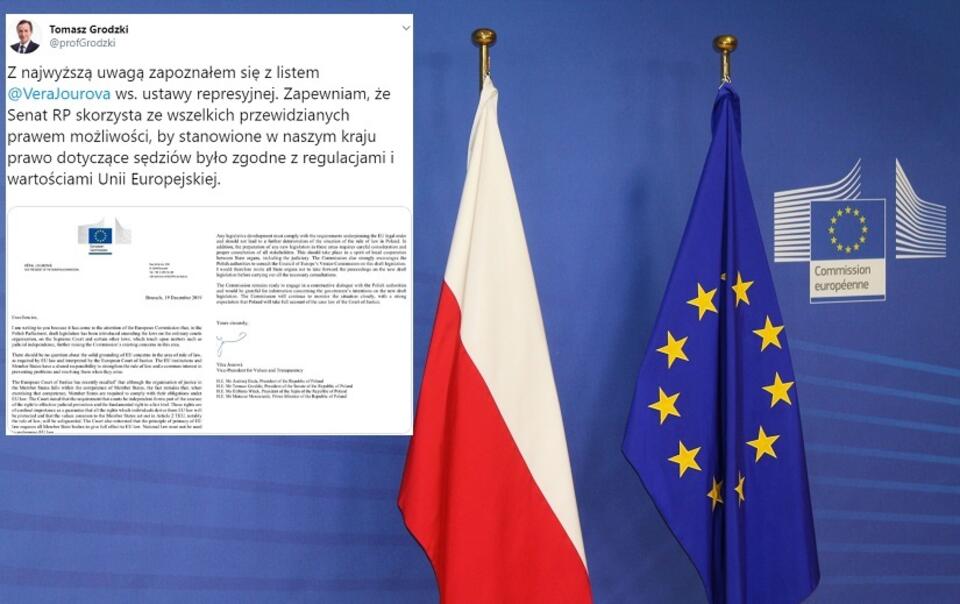 Flagi Polski i UE (zdj. ilustracyjne) / autor: Fratria/Twitter/@profGrodzki