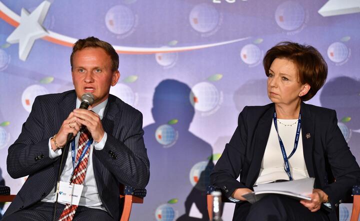 Bartosz Marczuk i Marlena Maląg podczas Forum Ekonomicznego / autor: Fratria