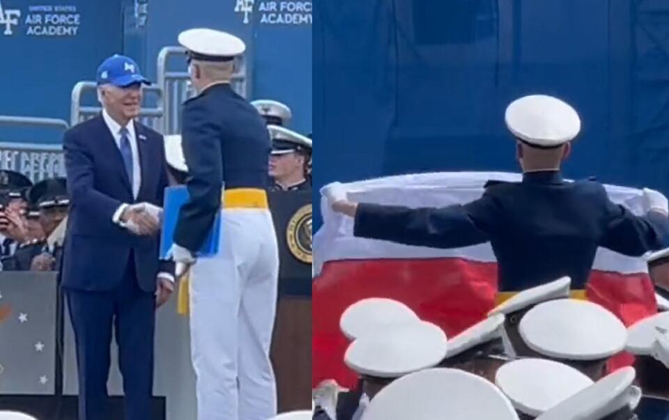 Polski lotnik odbiera gratulacje od prezydenta USA / autor: Twitter: @Marekwalkuski