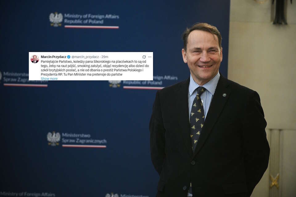 Radosław Sikorski/Wpis Marcina Przydacza (screen z X) / autor: PAP/Marcin Obara/X-Marcin Przydacz (screen)