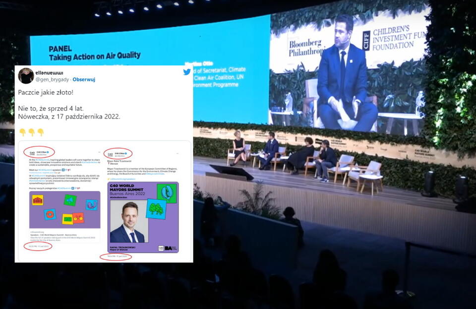 Rafał Trzaskowski na szczycie C40 w Buenos Aires  / autor: screenshot YouTube C40 Cities