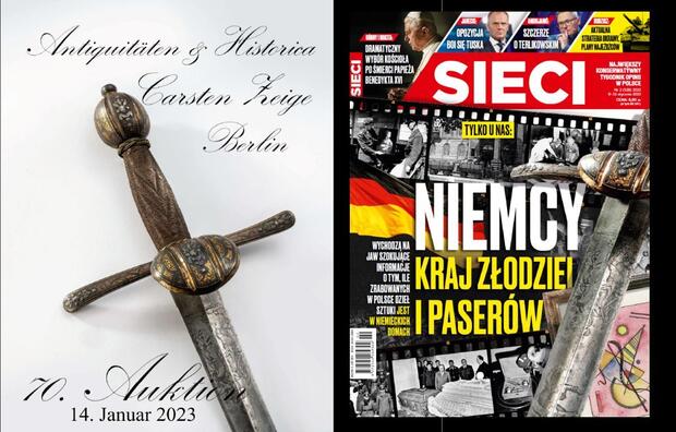 Okładka katalogu aukcji || Okładka tygodnika "Sieci" / autor: Zeige.com || Fratria