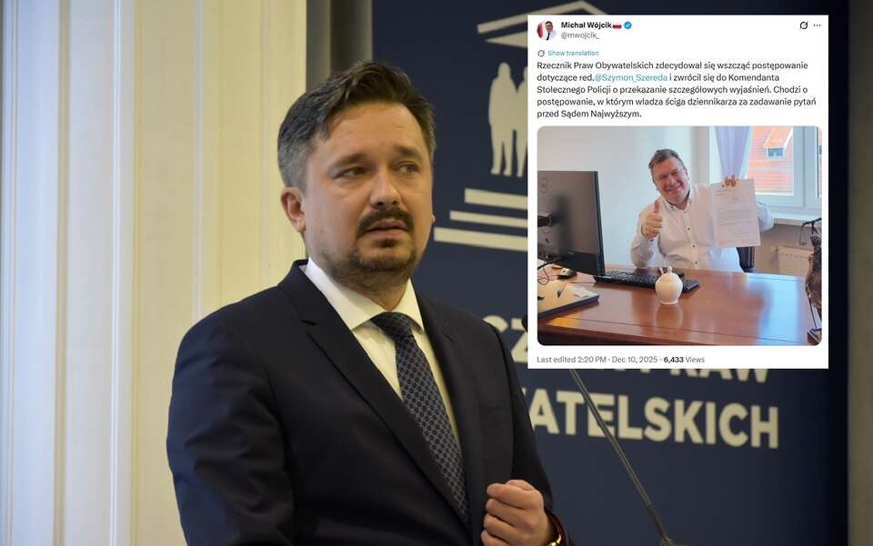 Reporter wPolsce24 ścigany. RPO wstawia się za red. Szeredą