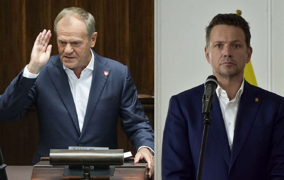 Donald Tusk, Rafał Trzaskowski / autor: PAP/Tomasz Gzell/Fratria