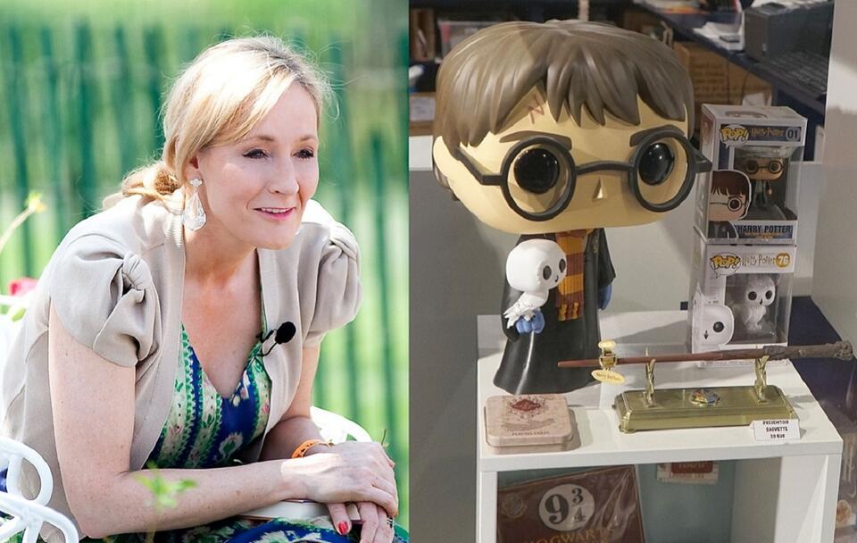 J.K. Rowling/Figurka Harry'ego Pottera na sklepowej wystawie / autor: Daniel Ogren, CC BY 2.0 <https://creativecommons.org/licenses/by/2.0>, via Wikimedia Commons/Fratria