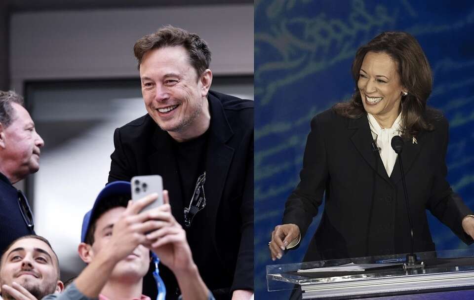 Elon Musk, Kamala Harris / autor: PAP/EPA/CJ GUNTHER/PAP/EPA/DEMETRIUS FREEMAN / POOL