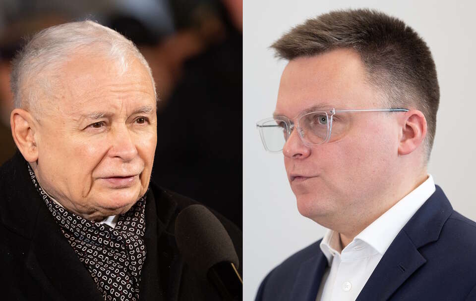 Jarosław Kaczyński, Szymon Hołownia / autor: Fratria