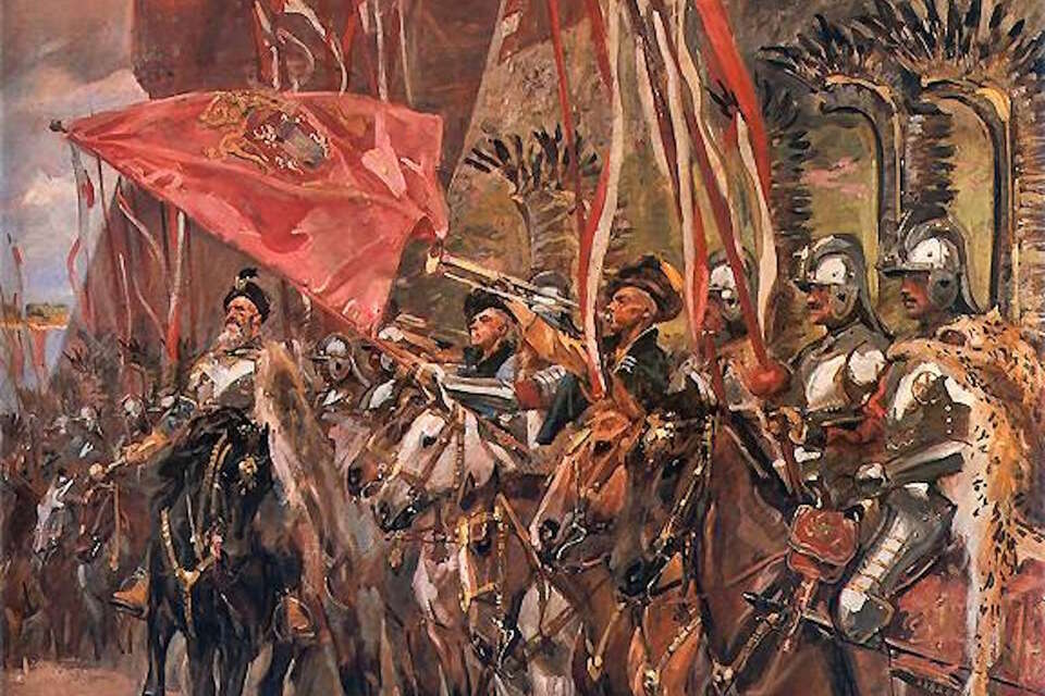 Fragment obrazu "Hetman Żółkiewski z husarią"  / autor: Wojciech Kossak