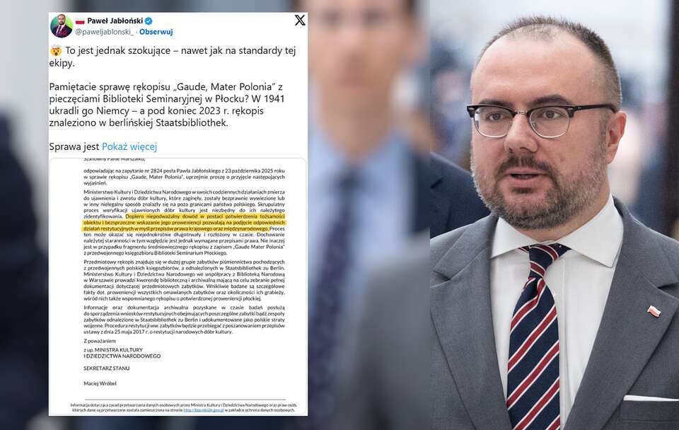 MKiDN kluczy ws. odzyskania zabytku. Jabłoński: Ręce opadają