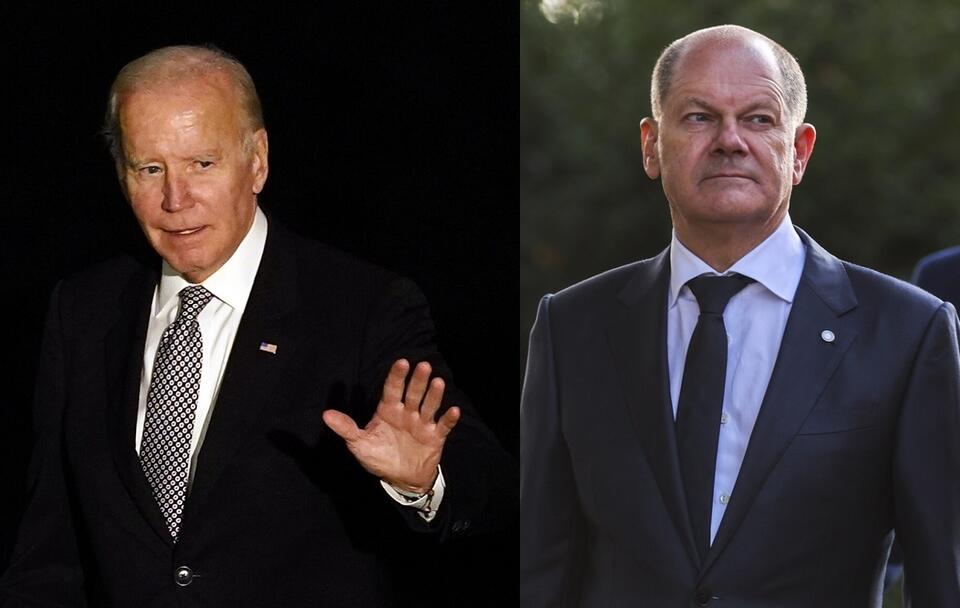 Prezydent USA Joe Biden i kanclerz Niemiec Olaf Scholz / autor: PAP/EPA