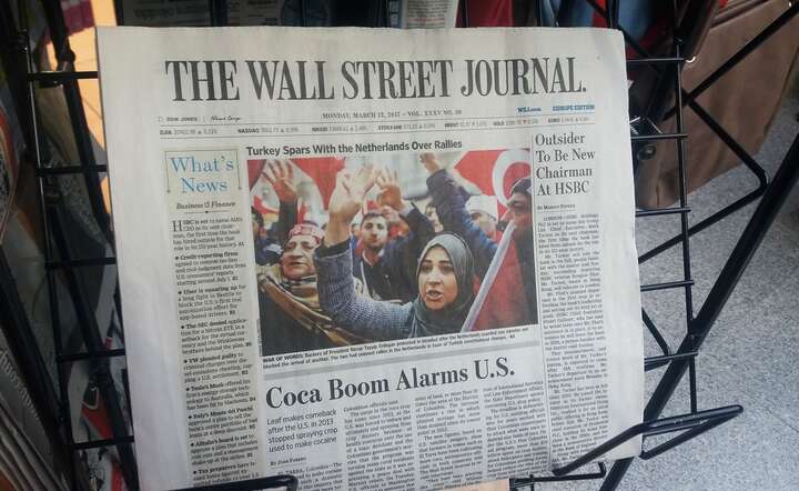 Strona tytułowa dziennika "Wall Street Journal", ZDJĘCIE ARCHIWALNE / autor: Fratria /MK