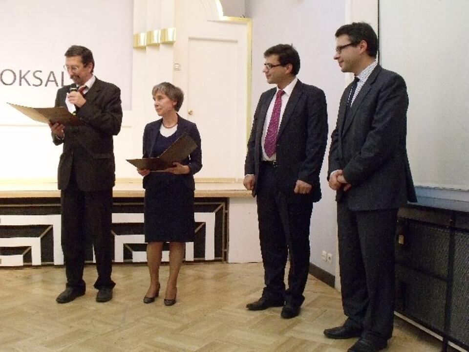 Od lewej: prof Jan Żaryn, Anna Maziarska, Jacek Karnowski, Michał Karnowski. Fot. wPolityce.pl