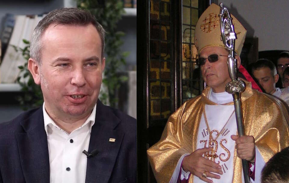 Rafał Bartek, bp Wiesław Mering / autor: wikimedia.commons: Czas na Opole - Rozmowy (nie)polityczne - Rafał Bartek/https://creativecommons.org/licenses/by/3.0/https://commons.wikimedia.org/wiki/File:Wies%C5%82aw_Mering.jpg?uselang=en#Licensing