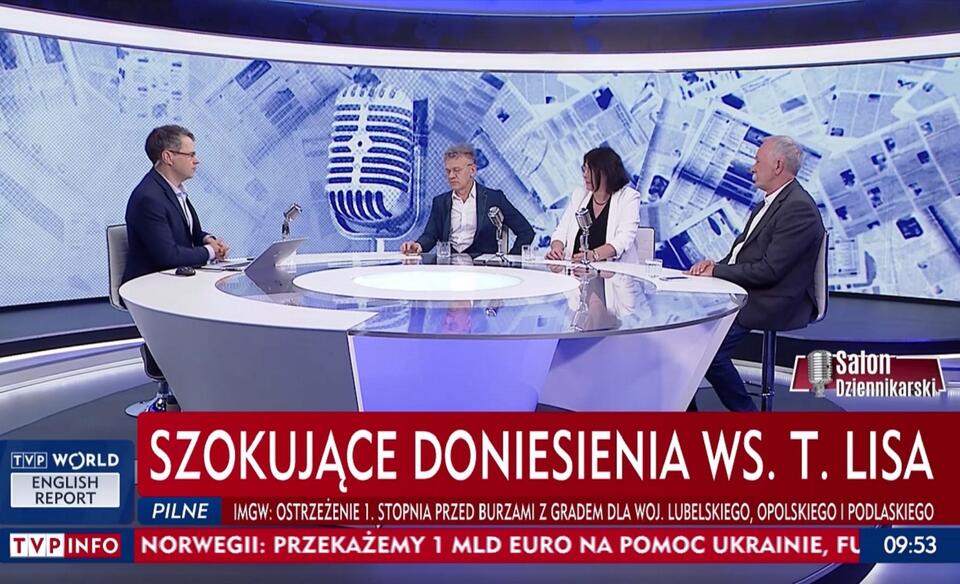 Michał Karnowski i goście dzisiejszego wydania "Salonu Dziennikarskiego" / autor: screen TVP Info