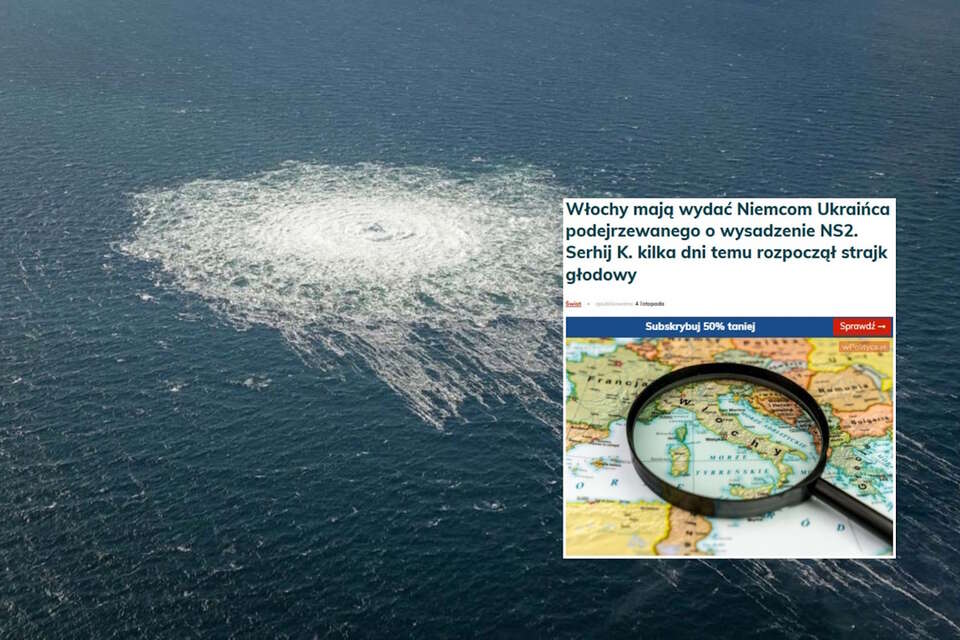 Wysadzona nitka Nord Stream/Artykuł wPolityce (screen) / autor: Danish Defence/wPolityce