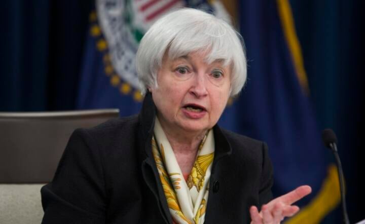 Prezes Fed Janet Yellen na konferencji po obradach Fed, fot. PAP/EPA/JIM LO SCALZO