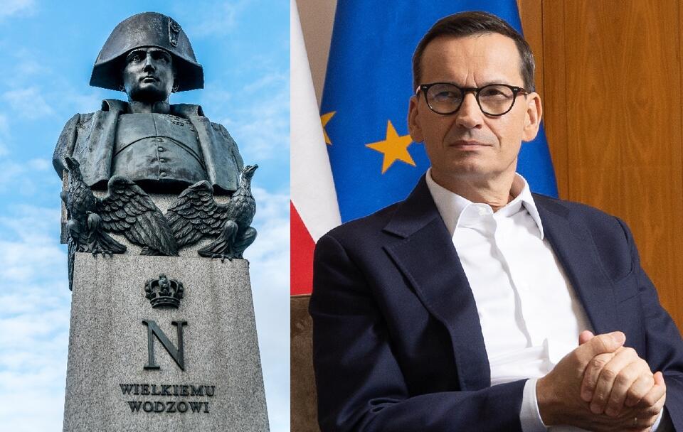 Pomnik (popiersie) Napoleona Bonaparte w Warszawie; premier Mateusz Morawiecki / autor: Fratria