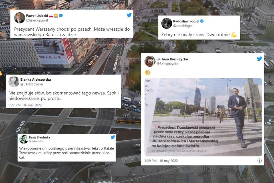 zdjęcie w tle - panorama Warszawy widziana z ostatniego piętra stołecznego biurowca Widok Towers / autor: PAP/Radek Pietruszka; Twitter