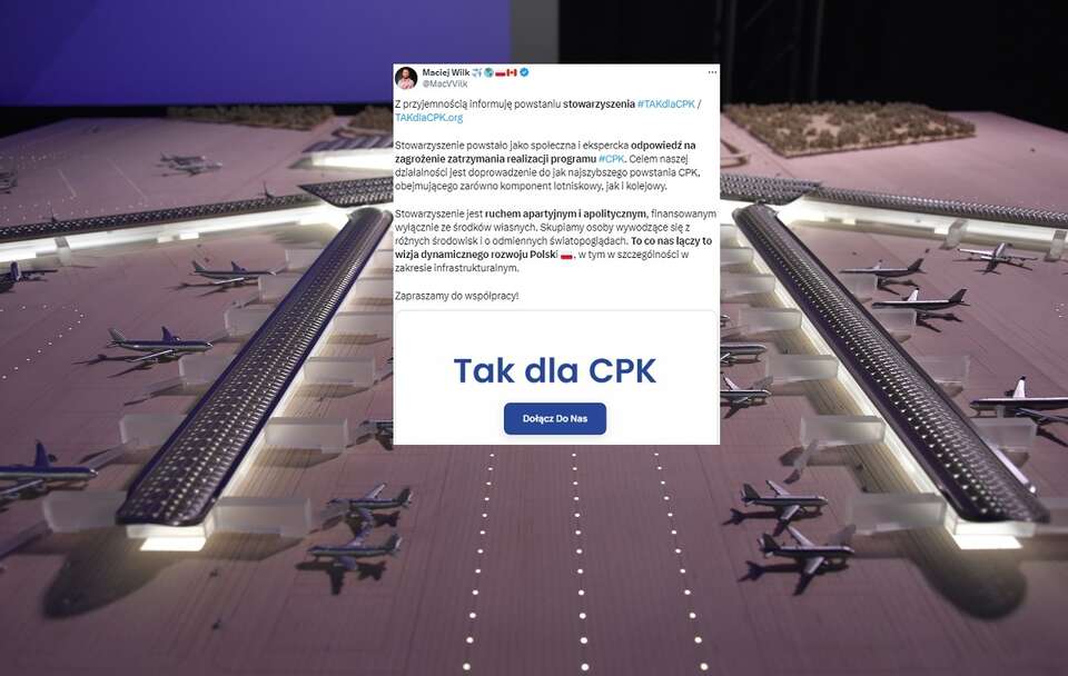 Nowe stowarzyszenie #TakdlaCPK / autor: Fratria/X (screenshot)