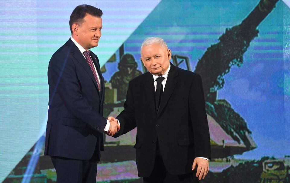 Szef MON Mariusz Błaszczak i prezes PiS Jarosław Kaczyński / autor: PAP/Piotr Nowak
