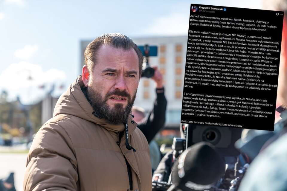 Sąd Okręgowy w Warszawie wydał nieprawomocny wyrok ws. Krzysztofa Stanowskiego i Natalii Janoszek. / autor: Fratria/X