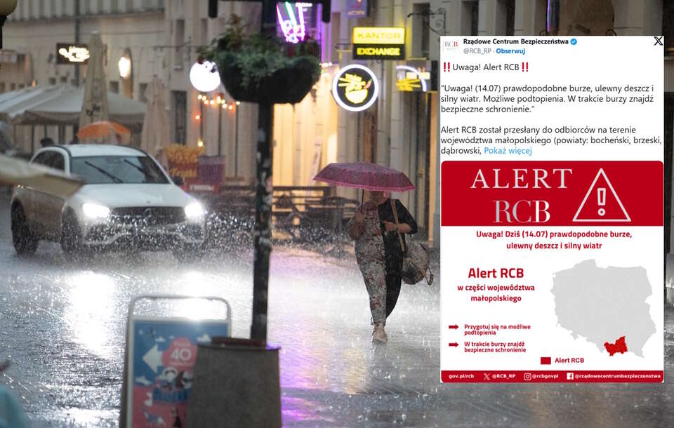 Ulewa i alert RCB / autor: Fratria/X