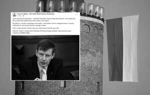 W tle Wieża Piastowska w Opolu, w miniaturze wpis Szymona Ogłazy na FB - marszałka województwa opolskiego o śmierci R. Zembaczyńskiego / autor: Fratria, Facebook/Szymon Ogłaza - Marszałek Województwa Opolskiego